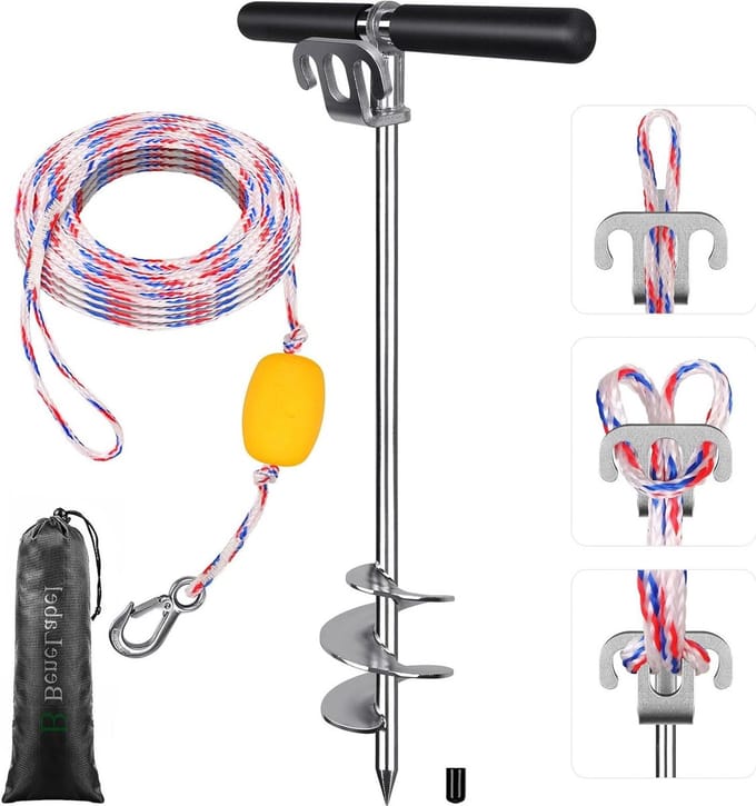 Boothuis Anker - Zandanker Kajak - Boot Vastzetten - Roestvrij Staal - 66 cm