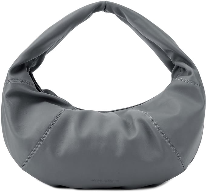 LES VISIONNAIRES Greta Schoudertas Leder 42 cm - Dames - titanium grey
