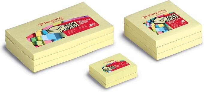 Pergamy notes 7,6x12,7cm geel 12st