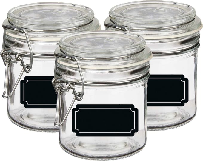 Weckpot/inmaakpot - 4x - 250 ml - glas - met beugelsluiting - incl. etiketten