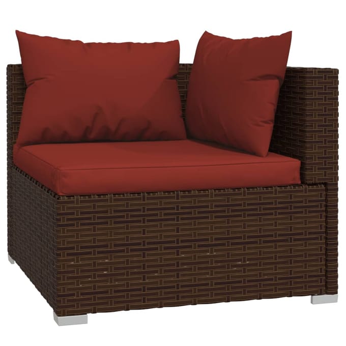 vidaXL - 4-delige - Loungeset - met - kussens - poly - rattan - bruin