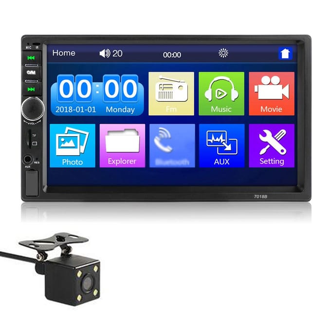 7-inch Double Din Autoradio Receiver 2 Din Autoradio Autoradio Touchscreen BT MP5-speler met 7018B blue