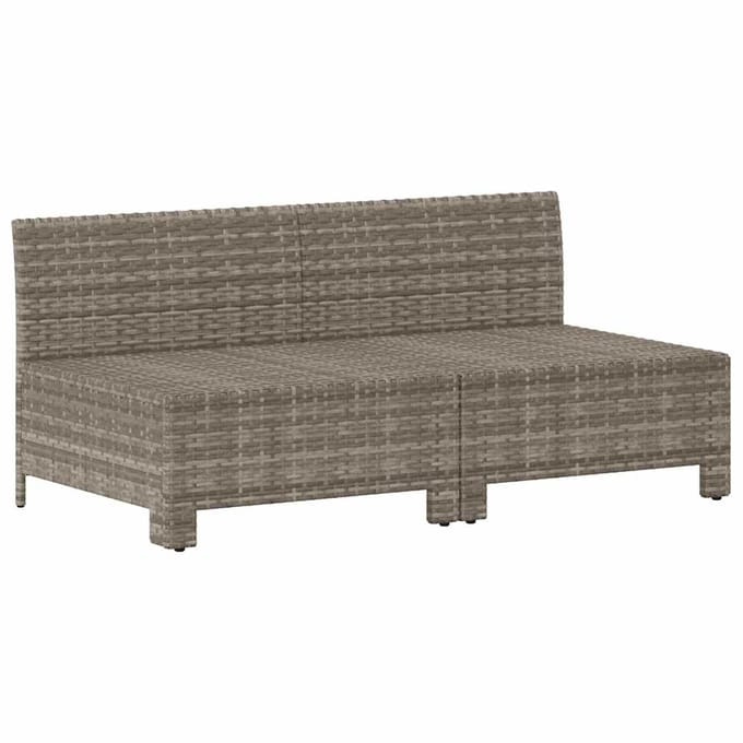 vidaXL - Tuinbank - 2-zits - met - kussens - poly - rattan - grijs