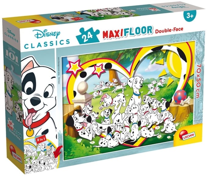 Lisciani - 101 Dalmatians - Double face - Puzzel Maxifloor - 24 stukjes