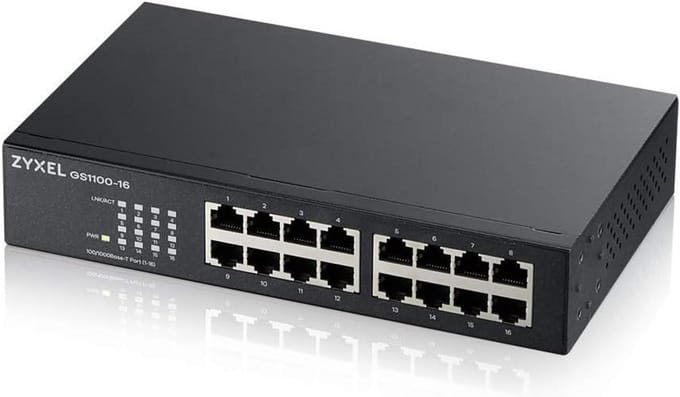 16-Poorts Gigabit Switch Unmanaged voor Kantooromgeving