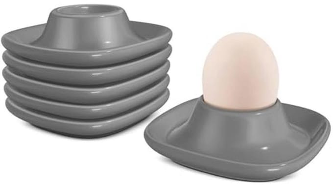 Set van 6 keramische eierdopjes voor stijlvolle ontbijten - Elegante eierhouders voor gekookte eieren
