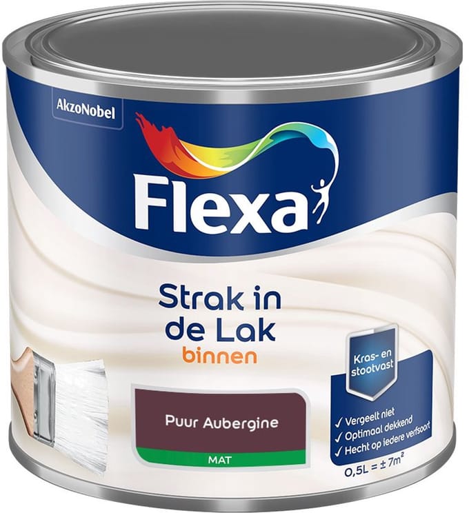 Flexa - Strak In De Lak Binnenlak Mat - Puur Aubergine - Mengverf - 500 Ml