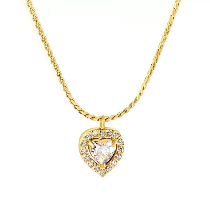 WeLoveSilver - Goudkleurige ketting - Hart hanger - Chirurgisch staal