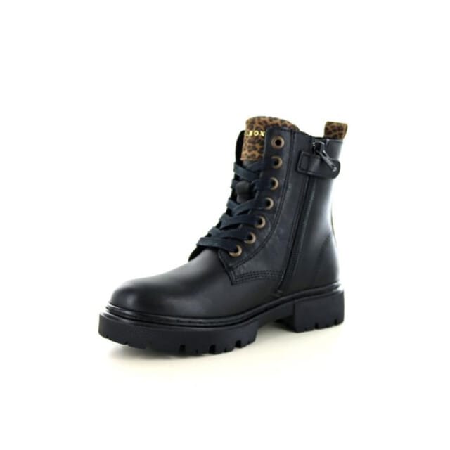 Bullboxer | Stoere meisjes veterboot | Zwart leer | Maat 33