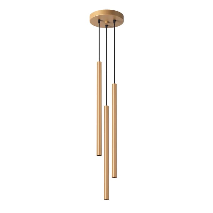 Hanglamp PASTELO 3P met 3 buiskappen op ronde rozet - Sollux Lighting - IP20 - Goud staal behuizing - 20 x 20 x 115 cm - 3 x G9 LED, exclusief lichtbron - 3 x 8 W - Moderne hanglamp voor woonkamer, slaapkamer en eetkamer