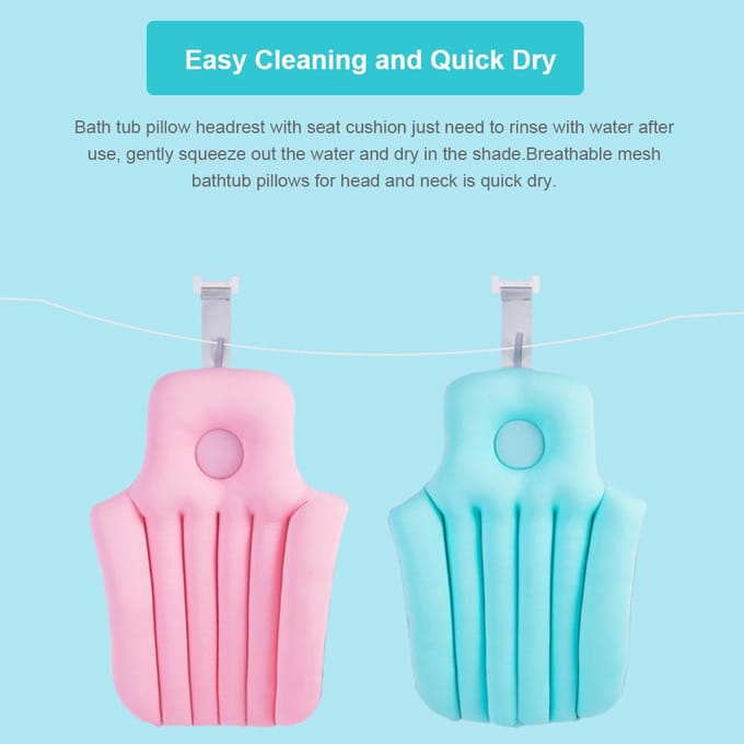 Oreiller de baignoire complet pour le bain, soutien du cou et du dos, oreiller de bain, appui-tête bleu