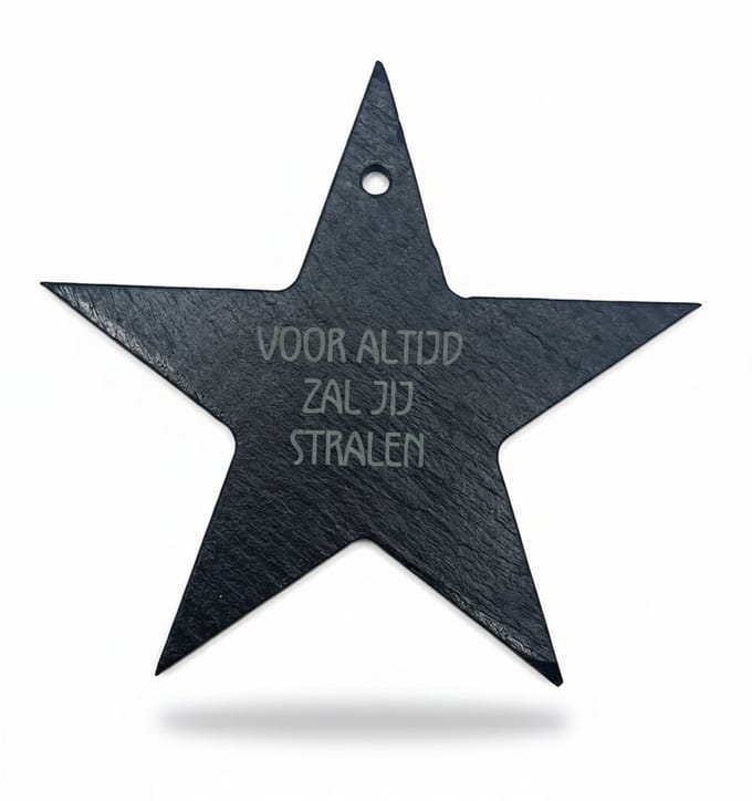 Ster Ornament van Leisteen – Gepersonaliseerd Cadeau met Tekst – Uniek Geschenk - Troostitem