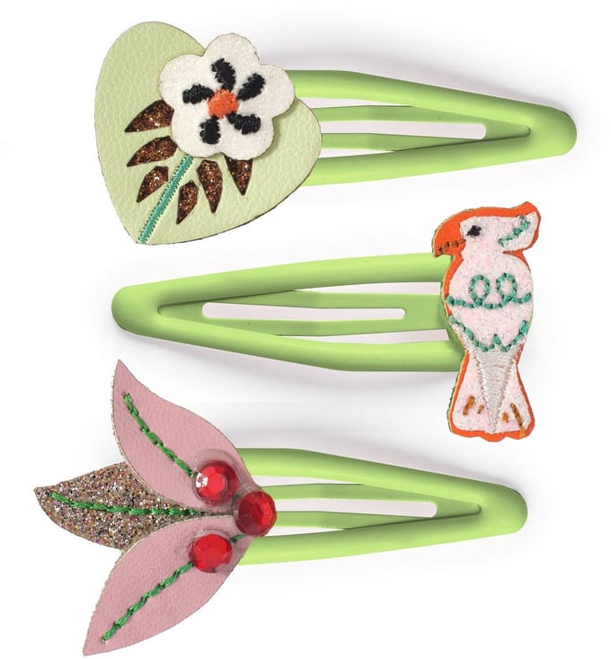 Djeco haaraccessoires - kleurrijke haarspeldjes Colomba set van 3.