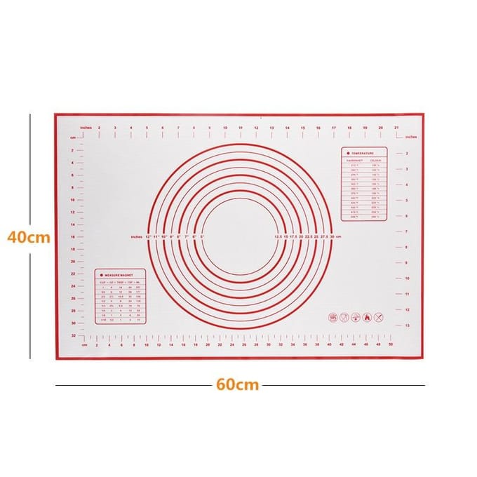 Rouleaux à Pâtisserie en Acier Inoxydable Tapis de Pâtisserie en Silicone Outils de Cuisson de Cuisine pour Cuire Pâte Pizza Tarte Pâtisseries Pâtes Biscuits rouge