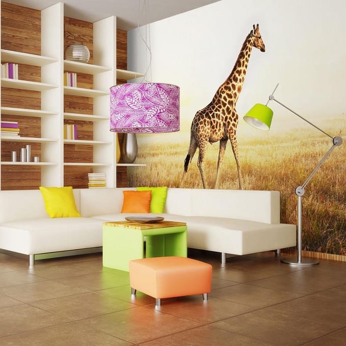 Fotobehang – Behangpapier - Fotobehang - giraf - wandeling 200x154 - Artgeist