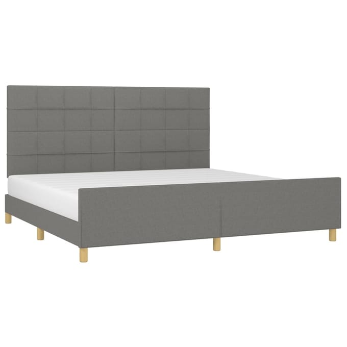 vidaXL - Bedframe - zonder - matras - stof - donkergrijs - 200x200 - cm