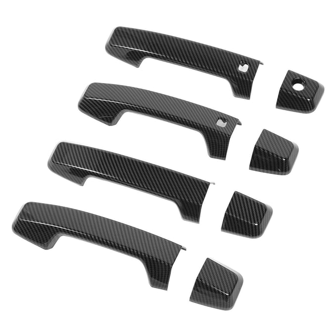 4 Sets Buitendeurklink Cover Koolstofvezel Stijl Krasbestendig ABS Buitendeurklink gray