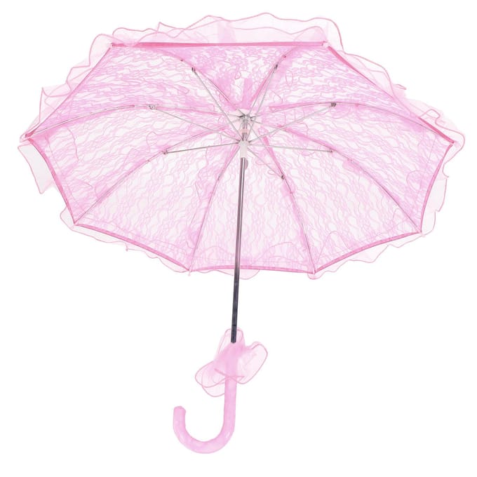 Bruiloft Bruid Paraplu Uniek Opvouwbaar Kantstof Parasol Paraplu Performance RequisietenRoze roze