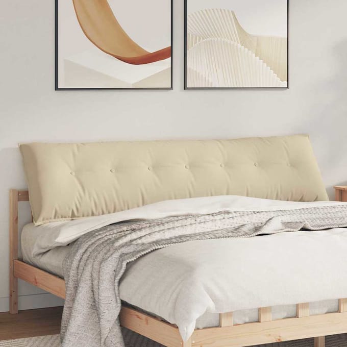 vidaXL - Rugkussen - Crèmekleurig - 200 - x - 50 - cm - Microvezel - Stof