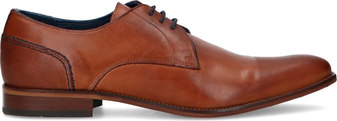 Manfield - Heren - Cognac veterschoenen - Maat 45