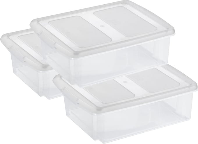 Sunware set van 3x opslagboxen 17 liter transparant 45 x 36 x 14 cm met afsluitbare deksel