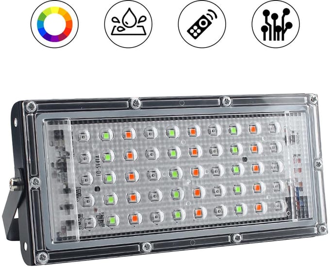 RGB LED schijnwerper - Afstandsbediening - IP65 Waterdicht - Floodlight - Buitenlamp - Breedstraler - 50W