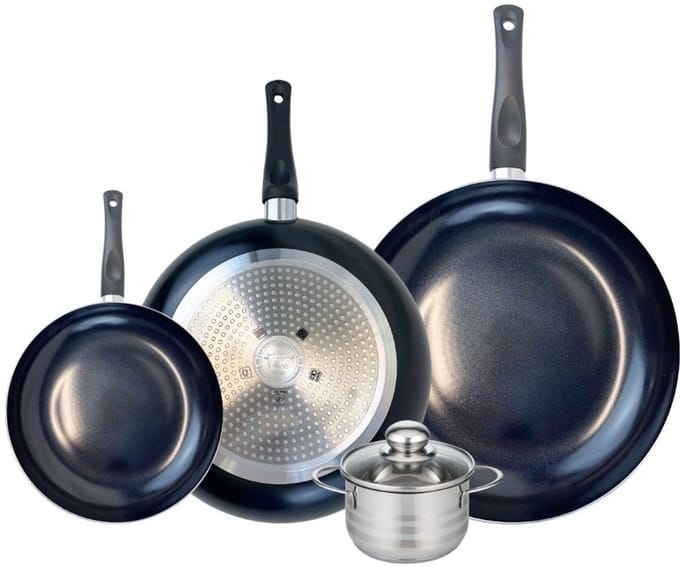 Set van 3 Koekenpannen 20, 28 en 32 cm en 1 braadpan 12 cm Elo Prima Brillant