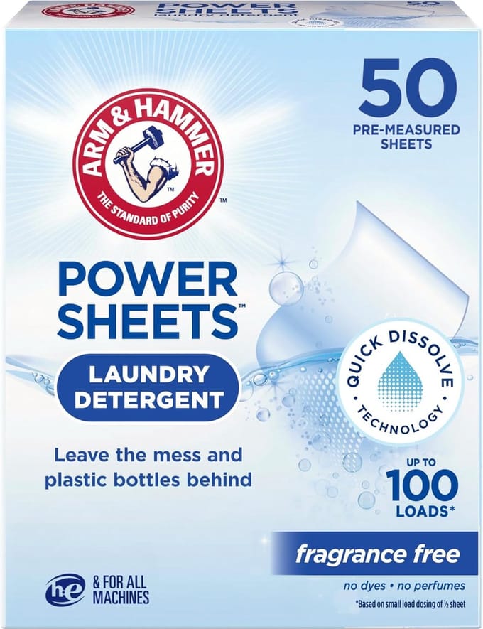 Arm & Hammer Wasmiddeldoekjes – 50 stuks – Parfumvrij & Plasticvrij