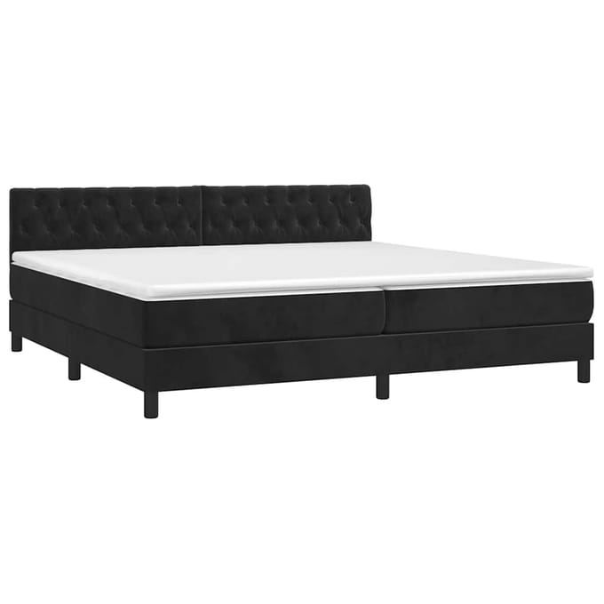vidaXL - Boxspring - met - matras - en - LED - fluweel - zwart - 200x200 - cm