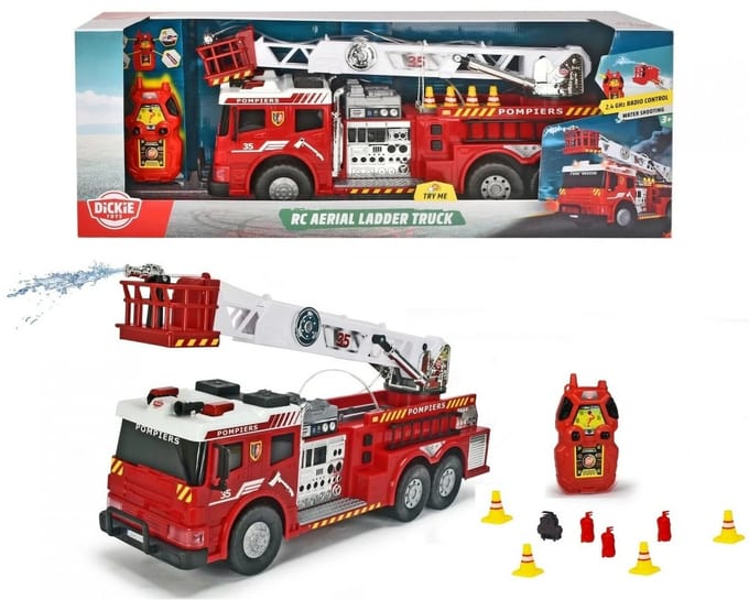 dickie rc brandweerwagen met ladder en waterspuit