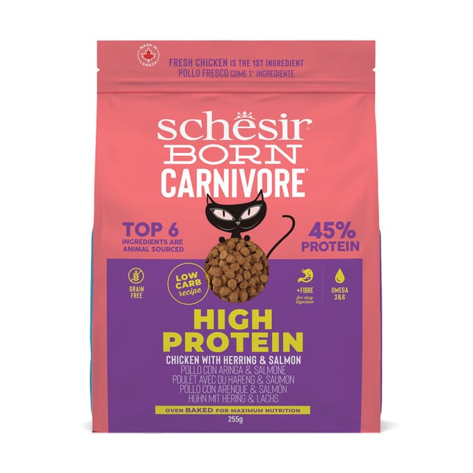 255 g Schesir Born Carnivore Hoog Eiwit Kip met Haring & Zalm Kattenvoer droog