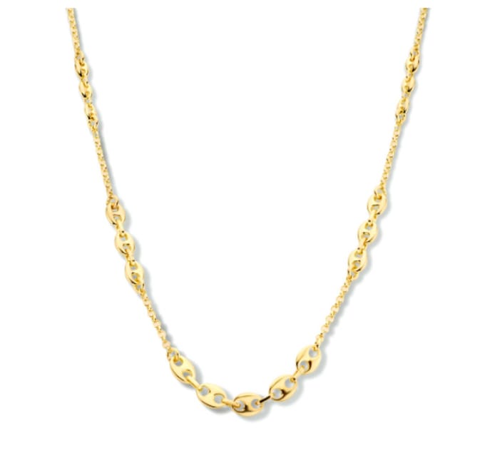 Schitterende Zilveren 14K Gold Plated Halsketting Schakels 40 cm.MODEL 17 E