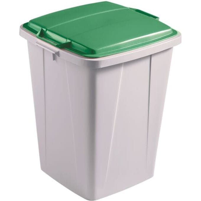 Afvalverzamelbak voor recycleerbaar afval Durabin® 90 L - grijs met deksel groen