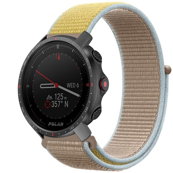 Strap-it Nylon smartwatch bandje - geschikt voor Polar Grit X / Grit X Pro / Vantage M / M2 / M3 / V3 - camel