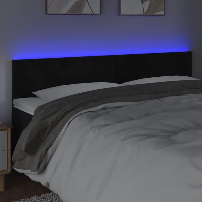 vidaXL - Hoofdbord - LED - 180x5x78/88 - cm - fluweel - zwart