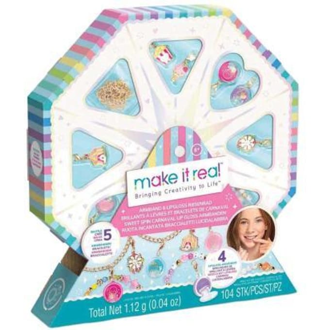 Hobbydoos, Make it Real, Sweet spin, lipgloss en armband kit Opmaken en sieraden