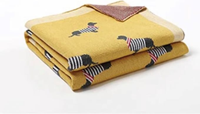 Teckel - Deken - Plaid - Hond - Inbakerdeken - Baby - 100x80cm - Oker - Geel