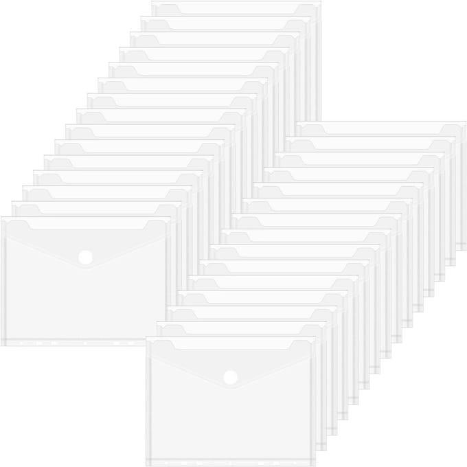 Dailygoods- Documententas A5 - 30 Stuks - Transparante Documentenmap - Waterdicht - Klittenbandsluiting - Duurzaam PP-Materiaal - 7 Gaten