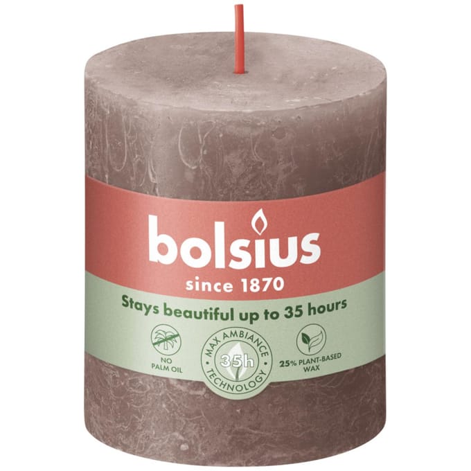 Bolsius Stompkaars Rustic Taupe Ø68 mm - Hoogte 8 cm - Taupe - 35 Branduren