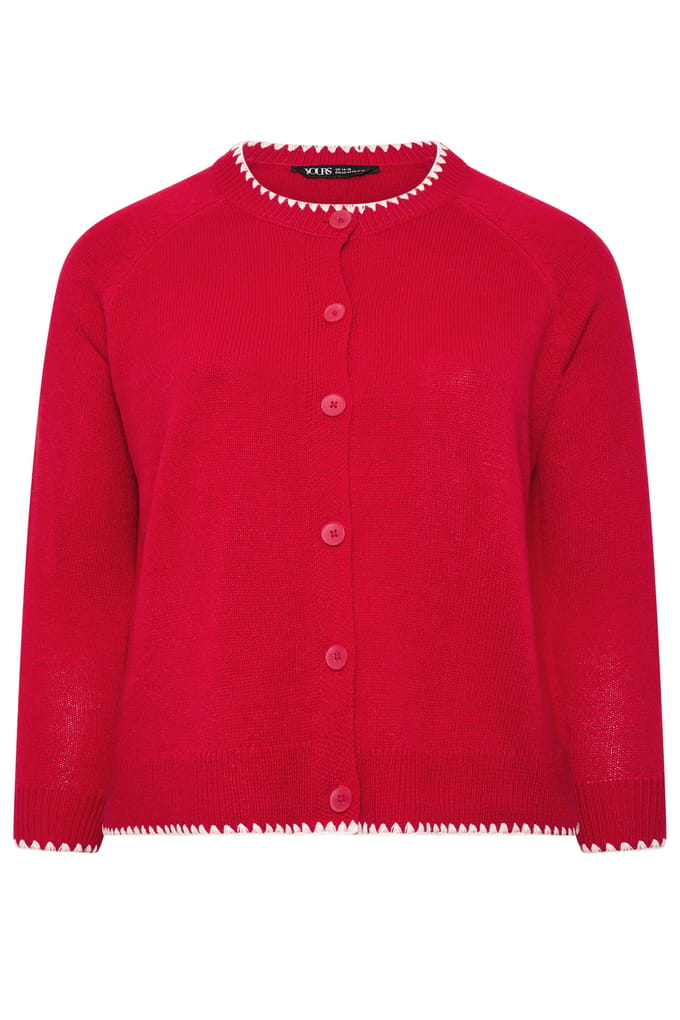 Yours Rood Vest Met Festonsteek Size 54-56