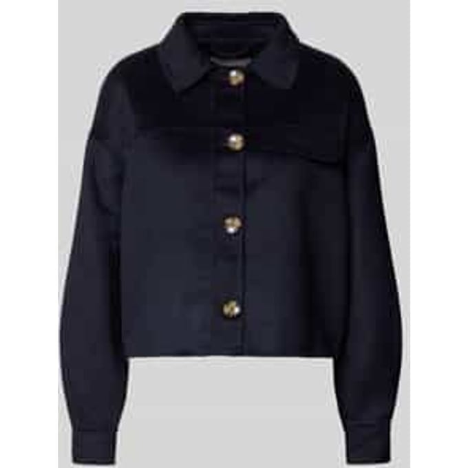 Overhemdjack met wol en labeldetail