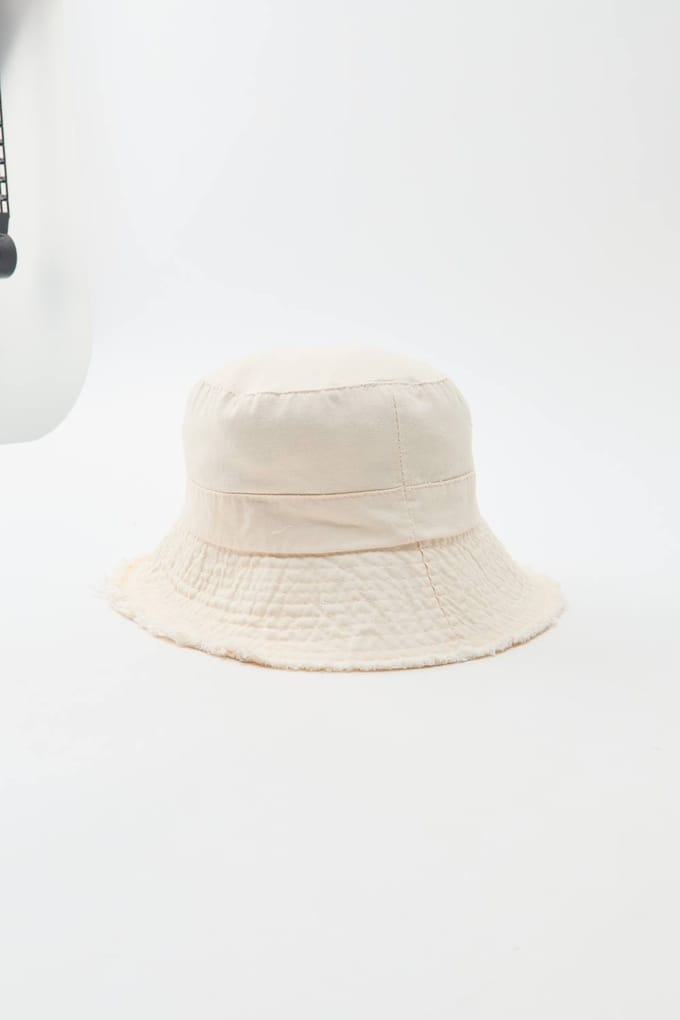 Bucket Hat With Drawstring | Stone