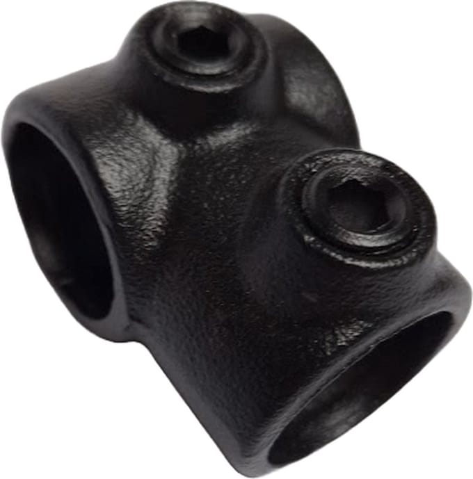 Buiskoppeling Zwart - Kort T-stuk - Ø 26,9mm - Matzwart gecoat - ABsteigerhout
