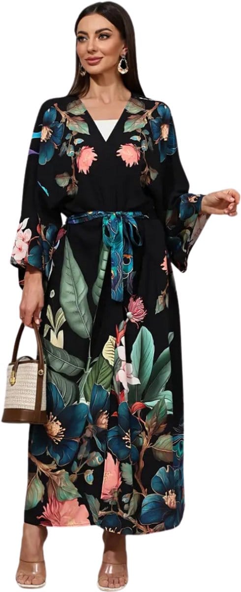 Bovista Badjas Dames - Kimono - Kamerjas - Ochtendjas - Pyama - Plus Size - Zwart