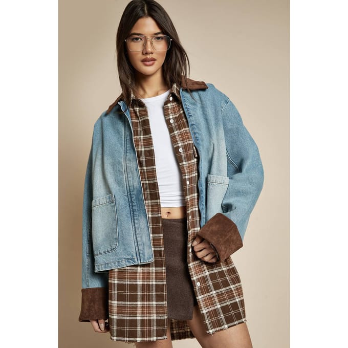 boohoo Dames Denim Schuurjas | Medium Gebleekt | Maat: 44