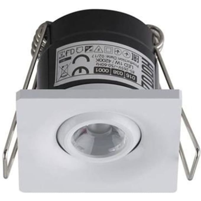 Mini vierkante richtbare LED-spot 1W (8W) 4200K Wit wit