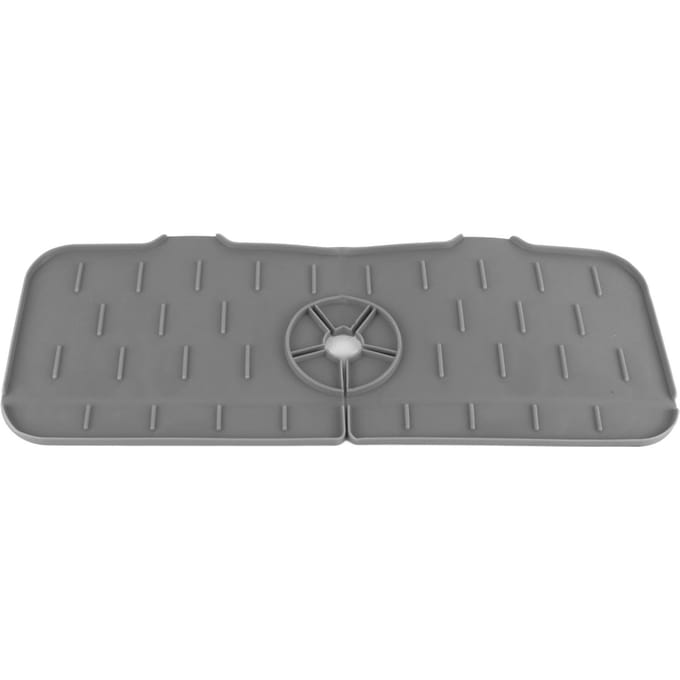 Tapis d'évier en silicone réutilisable, attrape-eau de robinet, tapis de drainage d'évier pour cuisine, salle de bain grise