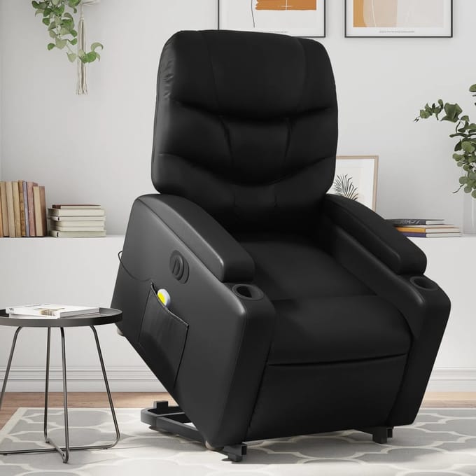vidaXL - Sta-op-massagestoel - elektrisch - kunstleer - zwart