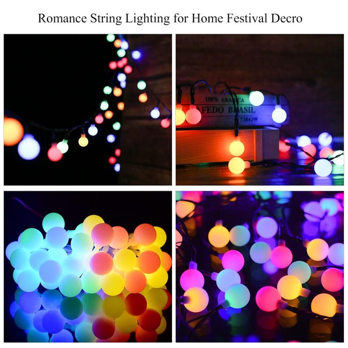 Tomshine Solar Powered 50 LED's String Light IP44 Waterbestendige Buiten Hangende Fairy Lights Huis warm light beige