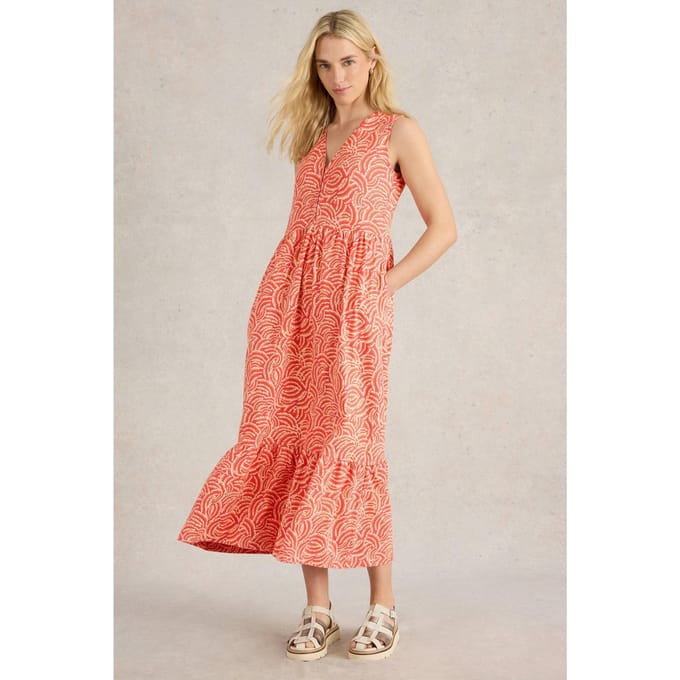 White Stuff Cameron Jersey Maxi Dress Red Print Größe: 6 REGULAR | Maxikleider Outlet | Damen | Rot